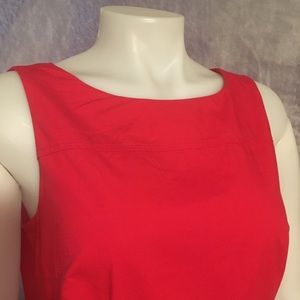 Red Sleeveless Pencil Dress with Pockets